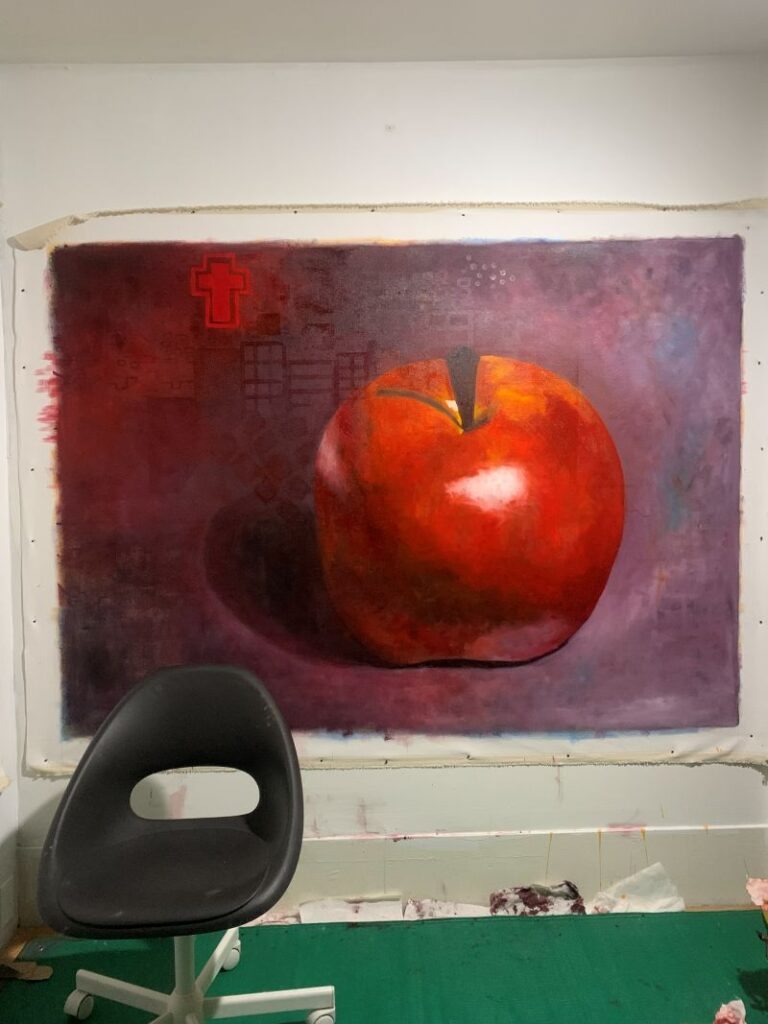 still life apple chair